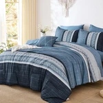 Navy Blue King Comforter Set, 8-PIECE Striped Bedding All Seasons. Fixed Price $101.99.