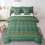 Western Cowboy Comforter Set With Sheets 7 Piece Size King Green Orange. Fixed Price $120.24.