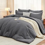 Muxhomo 7 Pieces Comforter Set, Soft QUEEN(88"X 88"), 02 - Dark Grey. Fixed Price $71.23.