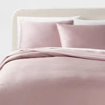 Threshold Duvet Cover Set Lyocell Satin Luxe Cooling Corner Ties, Blush, King. Fixed Price $35.99.