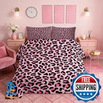 Castle Fairy Pink Leopard Print Comforter Set Wild Animal Skin Luxury Bedding. Fixed Price $114.33.