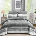 8 Piece King Size Comforter Set, Texture Striped Bed Bag Grey And. Fixed Price $82.99.