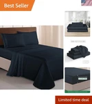 1500 Thread Count Luxury King Bed Sheet Set - Deep Pockets, Black Elegance. Fixed Price $52.89.