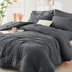 Hymokege Oversized King Comforter Set Seersucker 7 Pieces, All Season Luxury .... Fixed Price $121.39.