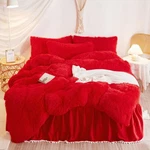Plush Red Comforter Cover Queen Set, Soft Shaggy Faux Fur Bedding S.... Fixed Price $64.59.