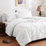 Downcool 7 Pieces White Full Size Comforter Sets, Pintuck Pinch Pleat Bed. Fixed Price $59.76.