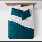 King Tufted Diamond Crinkle Comforter & Sham Bedding Set - Teal Blue Threshold. Fixed Price $69.99.