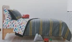 Pillowfort Transit Stripe Jersey Twin Quilt + Sham 2 Pc New Gray Yellow White. Fixed Price $55.00.