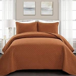 Lush Cor 3PC King Ava Diamond Oversized Cotton Quilt Set Rust. Fixed Price $26.99.
