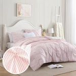 Pinstripe Twin/twin Xl Peach Pink Comforter Set - Pintuck Bedding 2 Pie.... Fixed Price $49.41.