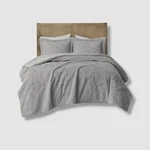 Madison Park Gray Medallion Faux Fur 3-PC. Comforter Set, Size King/cal. Fixed Price $69.11.