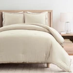 Hampton King Comforter Set - Neutral & Copper, Embroidered Trim, 3 Piece. Fixed Price $65.99.
