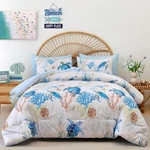 King Size Comforter Set 3 Pieces Coastal Beach Themed Bedding With Sea Tur. Fixed Price $72.99.