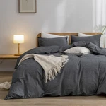 Chic Black Queen Duvet Cover Set - 100% Soft Washed Cotton Linen Feel 3 Pcs. Fixed Price $115.99.