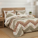 Dada Bedding Botanical Cranberry Sage Chevron Floral Duvet Cover Set W/ Pillow. Fixed Price $52.99.