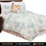 Coastal Blue Starfish & Sand Dollar Quilt Set For Full/queen Bed. Fixed Price $119.98.