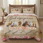 Queen Size Comforter Set With 2 Pillowcases, Colorful Horses Animal Pink Flow.... Fixed Price $99.18.