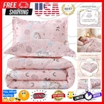 Pink Unicorn Kids Comforter Set Twin Size, 2 Piece Girls Rainbow Microfiber C.... Fixed Price $49.59.
