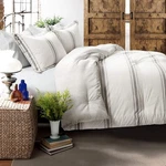 Gray Farmhouse Stripe Reversible Full Queen Bedding Set With Pillow Shams. Fixed Price $120.90.