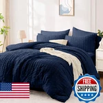 Fuanna King Size Comforter Set 7 Pieces, Luxury Seersucker Bed Bag. Fixed Price $103.25.