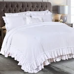 White Ruffled Shabby Comforter Set King,boho Chic Farmhouse Bedding Down Comf.... Fixed Price $76.39.