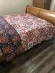 Ralph Lauren Tessa Vermillion Queen Comforter Red White Blue Floral 96X100" Euc. Fixed Price $99.00.