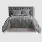 Truly Soft Gray Pleated King Microfiber Comforter Set. Fixed Price $32.40.