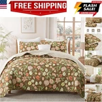 Floral Quilt King Size, Brown Bedding Set With Chic Vintage G.... Fixed Price $55.79.