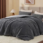 Luxury Grey Fluffy King Size Comforter Set - Soft Warm Bedding 3 Pieces. Fixed Price $100.99.