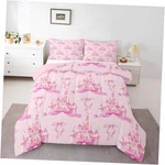 Kids Pink Castle Bedding Set Size, Girls Bowknot Comforter Twin Crimson. Fixed Price $35.50.