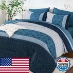 Dinjoy Navy Blue King Size Comforter Setstriped Bed Bag 7 Pieces Soft. Fixed Price $89.96.