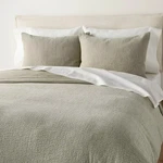 Threshold Sage Green King 3 Piece Duvet Cover Set Gauze Stitched Pin Dot Design. Fixed Price $63.00.