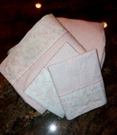 4PC Laura Ashley Queen Victoria Scroll Cotton Percale Pink Bed Sheets 14"PKTS. Fixed Price $74.99.