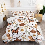 Western Horse Comforter 3PCS Twin Wild Brown Cowboy Boot Hat Cactus Bed.... Fixed Price $63.97.