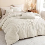 King Size Comforter Set Beige, 3 Pieces Cream Tufted Boho Farmhouse Bedding. Fixed Price $47.75.