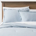 Threshold Comforter Set Cotton/linen Blend Chambray Texture, Blue, Twin/twinxl. Fixed Price $31.99.