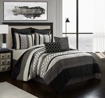 Stratford Park Bedding Striped Pintuck 8-PIECE Comforter Set Black/gray. Fixed Price $162.91.