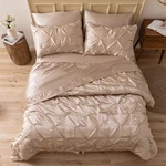 Mr&hm Satin Comforter 7 Pieces - Luxurious Pinch Pleat King, Champagne. Fixed Price $122.20.