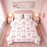 Manfei 7PCS Pink Comforter Set Twin Size Cute Bowknot Bedding Kids. Fixed Price $51.35.