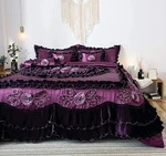 Tache Satin Floral Ruffle Luxury Bedding Purple Midnight Bloom 6PC Comforter Set. Fixed Price $24.91.