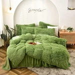Shaggy Faux Fur Comforter Set Full/queen Size Green Plush Fuzzy Bedding Ultr. Fixed Price $81.85.