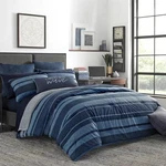 Long Point 2-PIECE Navy Blue Striped Cotton Twin/twin X Comforter Set. Fixed Price $49.49.