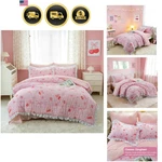 Gingham Comforter Set Twin, Pink Ruffled Cherry Bow Plaid Bedding .... Fixed Price $96.99.
