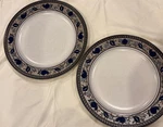 2 - Mikasa Intaglio Arabella 11 Dinner Plates Blue Brown Floral Rim. Fixed Price $14.99.