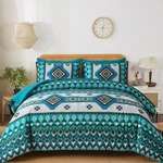 Menghomeus Queen Size Teal Comforter Set, 7 Pieces Boho Aztec Bed In Bag, A.... Fixed Price $48.70.