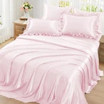 Ruffled Satin Sheets Full Size 6PC Set Blush Pink Bed With 15 Inch.... Fixed Price $32.42.