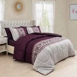 Printed Bed Bag Comforter Sheet Set Modern Eggplant Aster Floral Queen Size. Fixed Price $112.99.