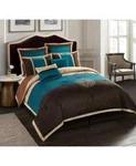 Nanshing Phoebe Faux Silk 8-PIECE Comforter Set, Brown/blue, Queen. Fixed Price $98.99.