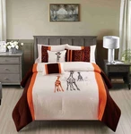 Empire Home Giraffe 6-PIECE Embroidered Comforter Set Orange White Africa Theme. Fixed Price $71.99.