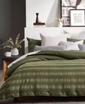 Nip Dkny Avenue Stripe Waffle Detail Green King Comforter Set 3PC. Fixed Price $178.59.